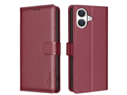Capa De Pu Com Textura De Lichia E Proteção Rfid, Compatível Com Iphone 17 Pro - Vermelha