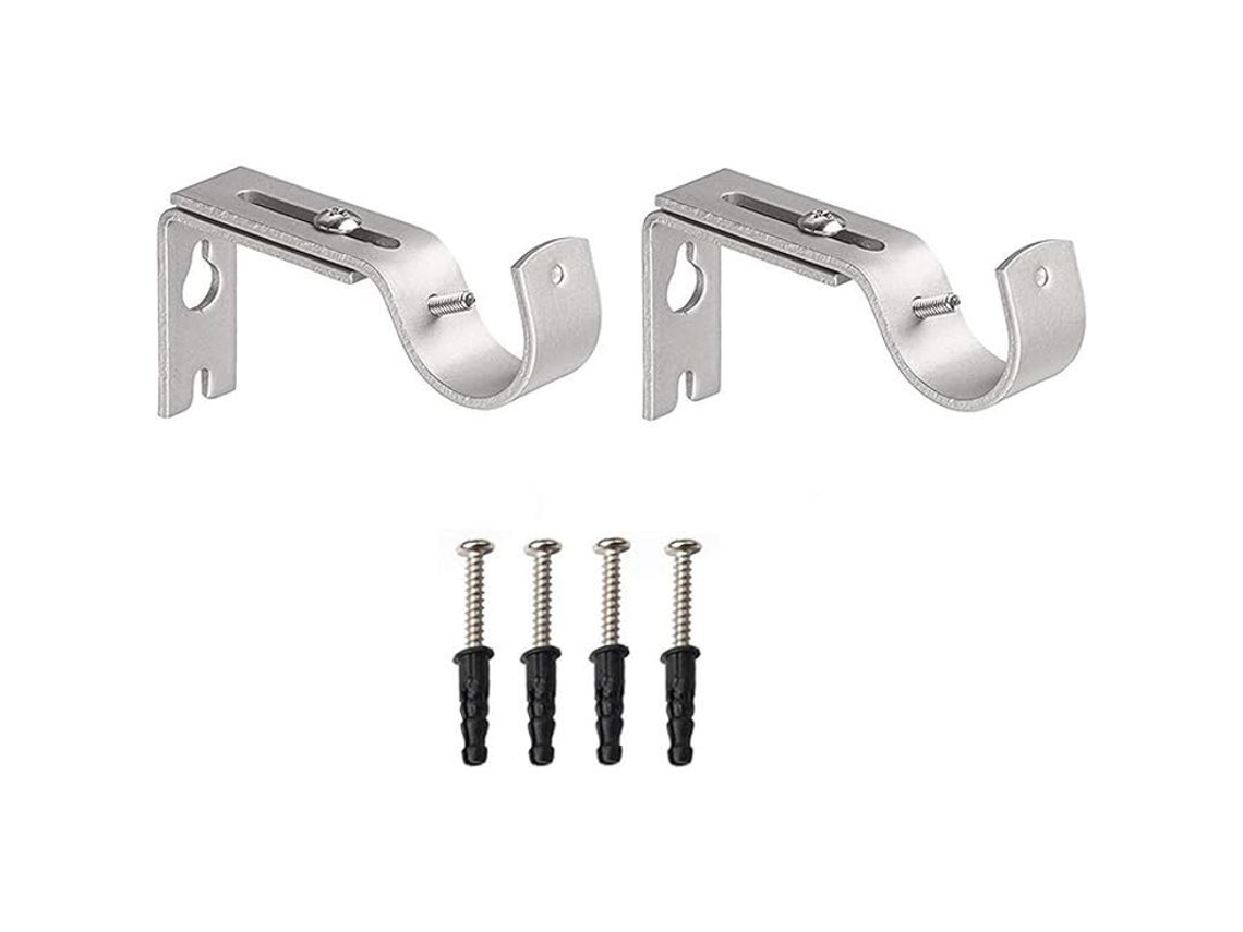 Suporte de Cortina Ajustável de Metal Resistente para Varão de 2,5cm 2 Unidades Extensível 10,2cm S/MARCA