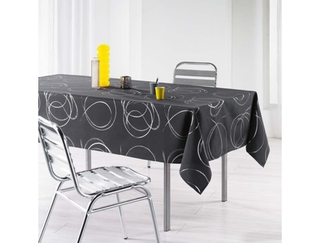 Toalha de Mesa com Círculos Prateados Sobre Fundo Antracite 150X240 Cm L'HARMONIE DU DECOR