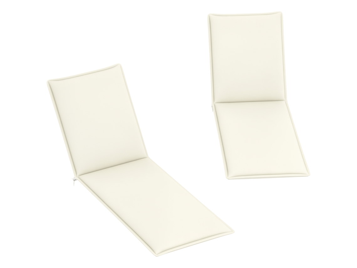 Almofadas para Espreguiçadeiras Poliéster e Espuma Cor Creme Branco 193x58x6 cm Outsunny