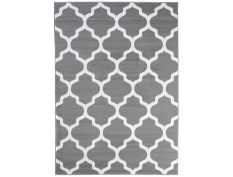 Tapete Tapiso Pêlo Curto Geométrico Polipropileno Branco (250x300cm)