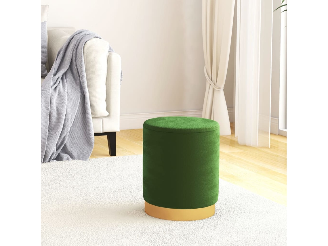 Vidaxl Pufe Com Arrumação Redondo Veludo 31 X 37 Cm Verde