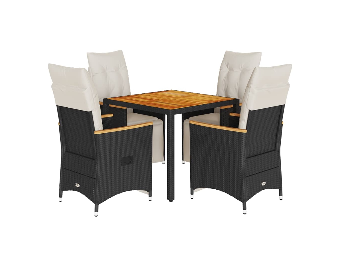 Maison Exclusive - 5 Pcs Conjunto Bistrô De Jardim C/ Almofadões Vime Pe Preto