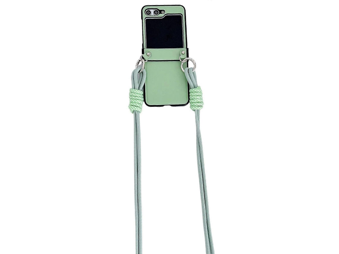 Capa Para Celular Morandi Com Textura De Couro E Cordão Para Samsung Galaxy Z Flip5