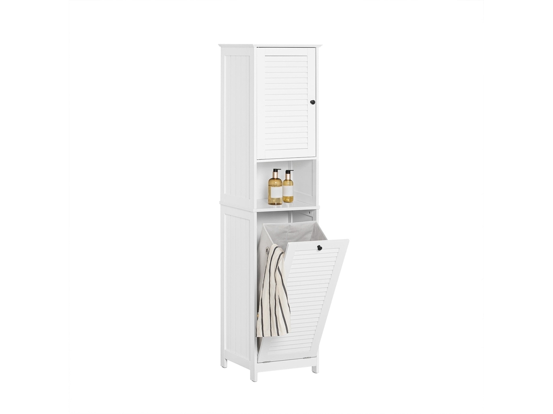 Armário Alto de Banho com 1 Cesto para Roupa Suja Bzr124-W SOBUY SOBUY (Outlet Caixa Aberta)