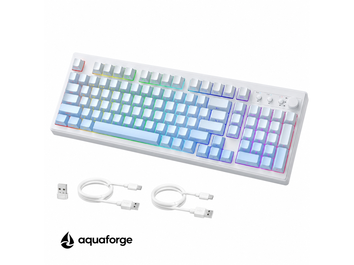 Teclado Mecânico Tri-modo Rgb Azul