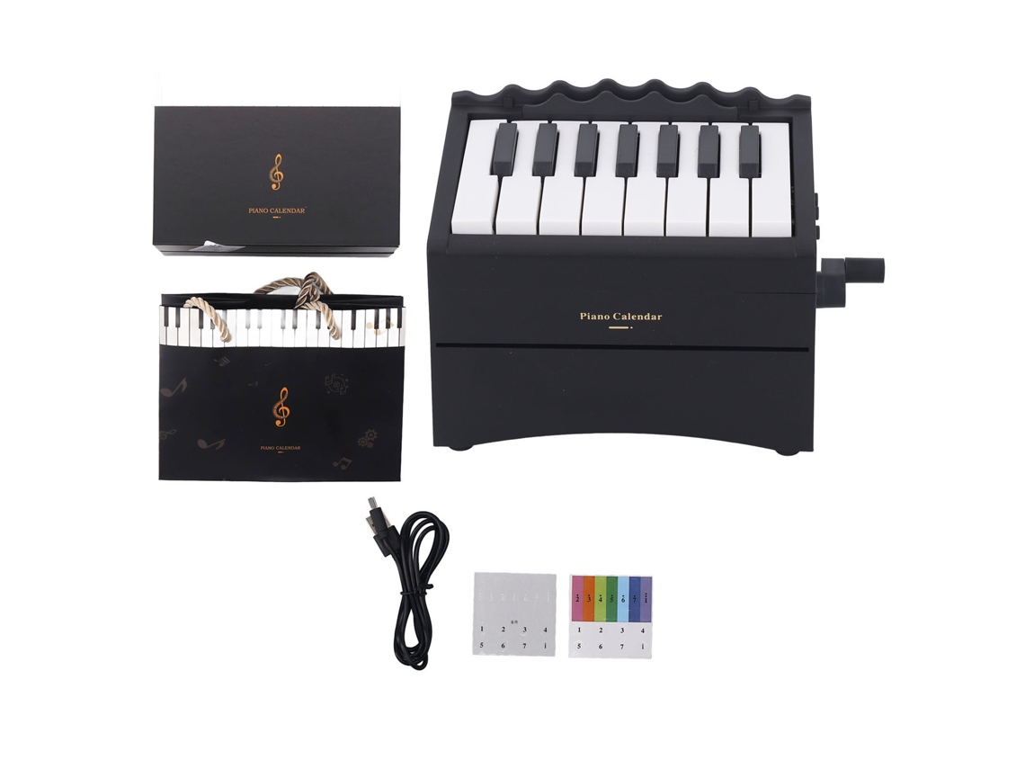 Primerox calendário de Piano 2025 Tocável com 52 Peças Musicais Bluetooth Volume Ajustável Usb Preto