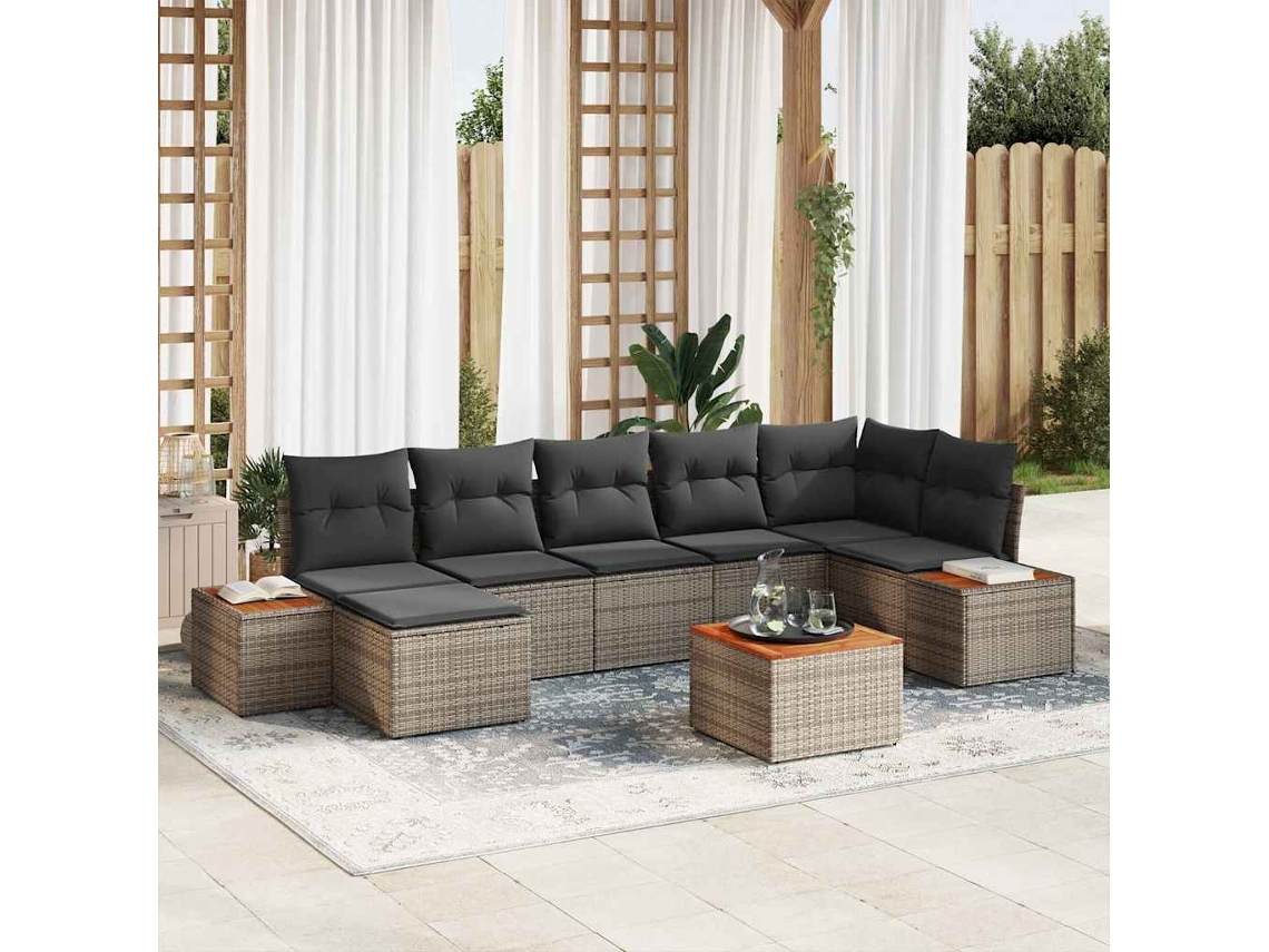 Vidaxl Conjunto De Sofá De Jardim 8 Unid. 7-número De Lugares Cinzeto