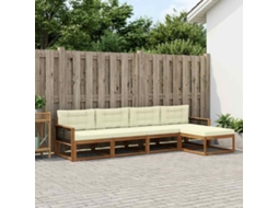Vidaxl Conjunto De Sofás Para Exterior 5 Unid. Natural E Creme