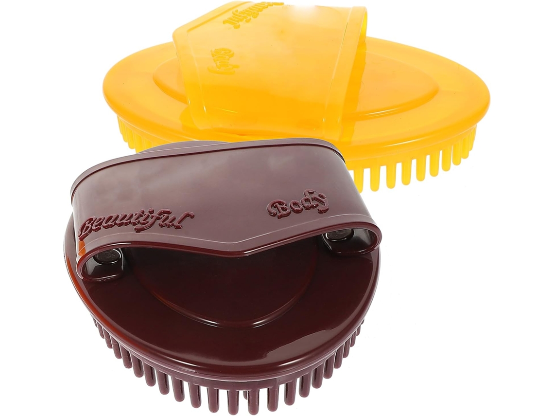 Escova De Banho Esfoliante Pvc 2 Peças Para Massagem No Couro Cabeludo E Limpeza Facial Doméstica, Escova Multifuncional