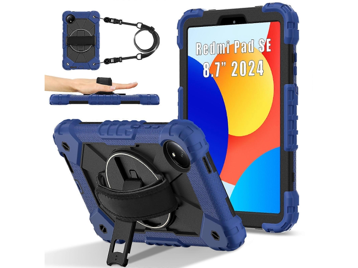 Capa de silicone com capa prática para Xiaomi Redmi Pad Se 4G 8,7 polegadas, azul marinho e branco Hengrongshen