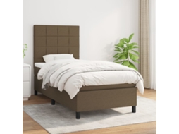 Vidaxl Cama com Molas/colchão 100x200 Cm Tecido Castanho escuro