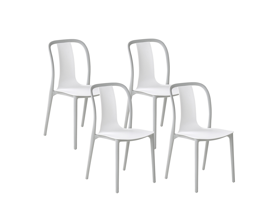 Conjunto De 4 Cadeiras De Jardim Beliani Spezia De Material Sintético Branco 42x49x89