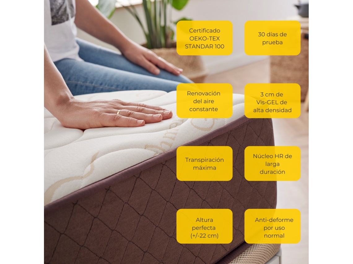 Pack Colchão e Almofada Viscoelástica DESCANSIN | 120 x 190 | Ideal para pessoas com dores nas costas | Alta Firmeza | efeito nuvem
