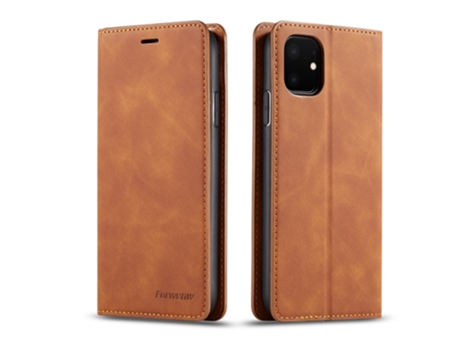Capa Para Iphone 11 Forwenw Pele Sintética Castanho
