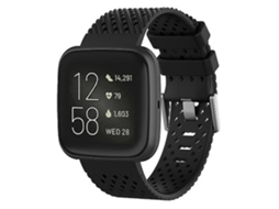 Pulseira De Relógio Lurelia Para Fitbit Versa / Versa 2 / Versa Lite 20 Mm Em Silicone Respirável Preta