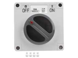 Interruptor e Tomada Exterior Impermeável e Resistente à Poeira com Botões Rotativos e Indicadores 250V 2P10A