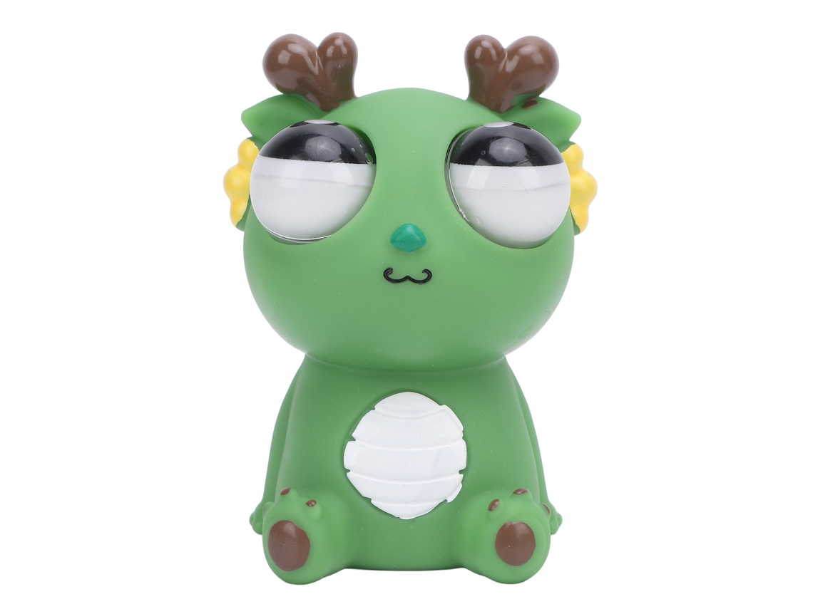 Brinquedo de Estresse Cute Dragão PVC com Olhos Saltantes para Adultos Verde Escuro | S/MARCA