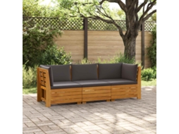 Vidaxl Conjunto De Sofás Para Exterior Com Almofada 3 Peça Castanho