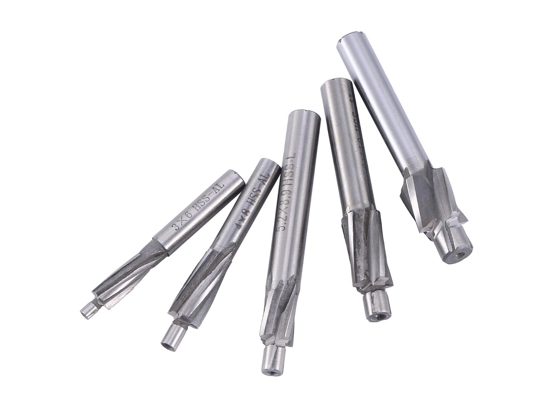 Conjunto de 5 Fresas Retas de Chanfro em Aço Rápido para Furação e Fresagem de Furos Hexagonais. SFUSHOS (hss)