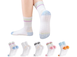 Conjunto de 4 Meias de Ioga Femininas Antiderrapantes para Pilates, Balé, Dança e Exercícios AQUAFORGE