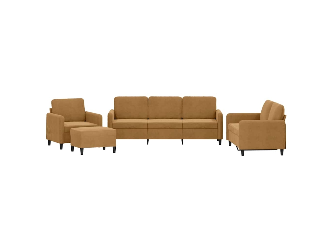 4 Pcs Conjunto de Sofás Veludo Castanho MAISON EXCLUSIVE