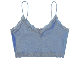 Blusa Sem Mangas V-neck Com Detalhes De Renda Contraste, Crop, Tecido Com Elasticidade - 60% Poliéster, 35% Spandex, 5% Rayon