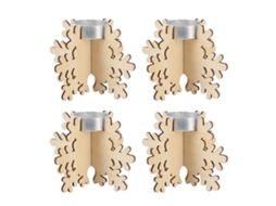 Mali porta velas de Floco de Neve de Madeira 4pcs Decoração Natal Mesa Casa Sem Velas