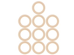Primerox 10pcs Anel de Mordiscar Natural de Madeira para Bebê Circulos Inacabados 65mm