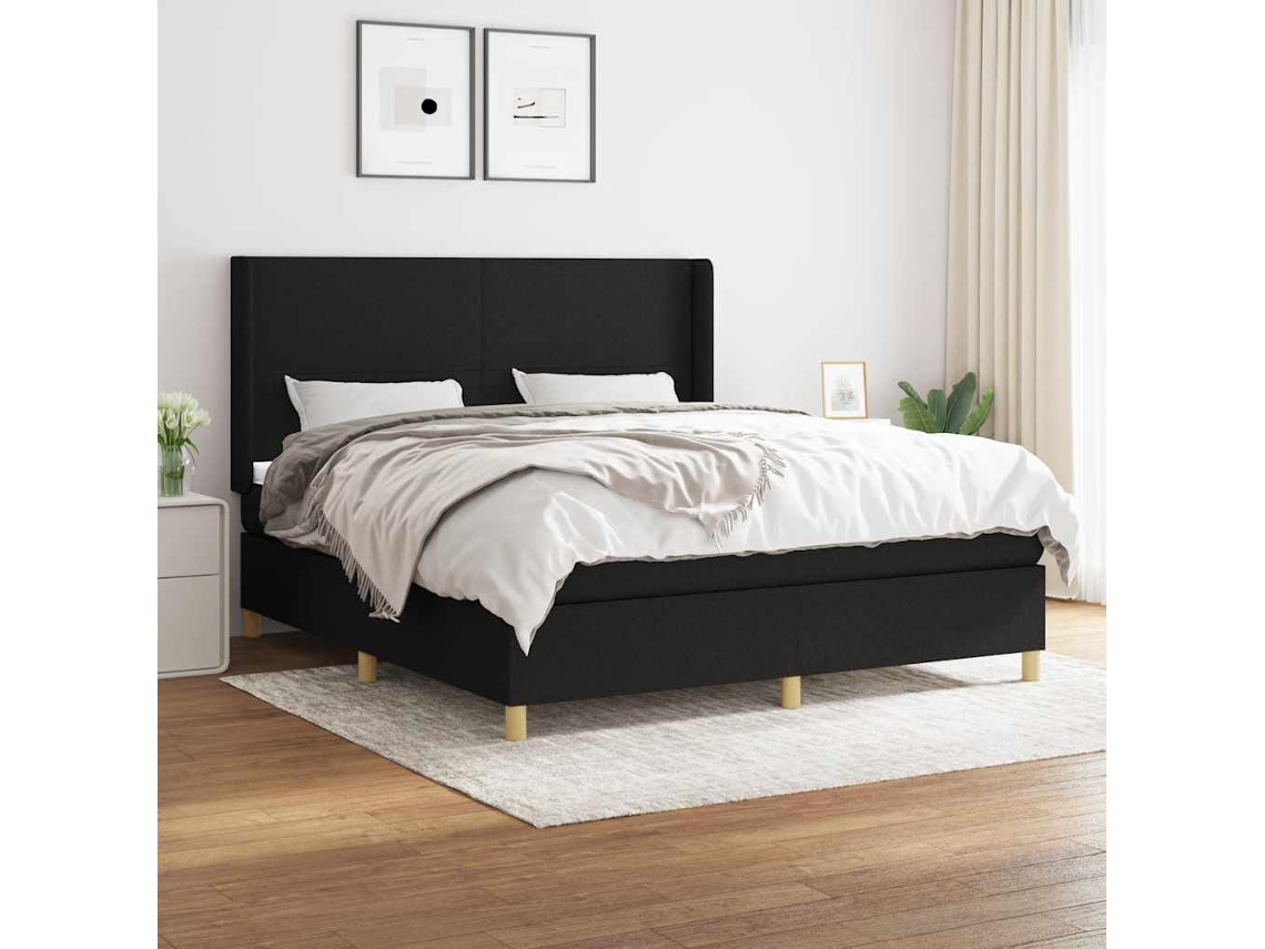 Vidaxl Cama Com Molas/colchão 180x200 Cm Tecido Preto