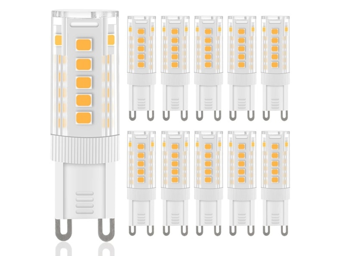 Conjunto De 10 Lâmpadas Halógenas, 3/30 W, 3000 K, 300lm, G9, Cor Branca Quente, Para Casa, Cafés, Bares E Ambientes Internos