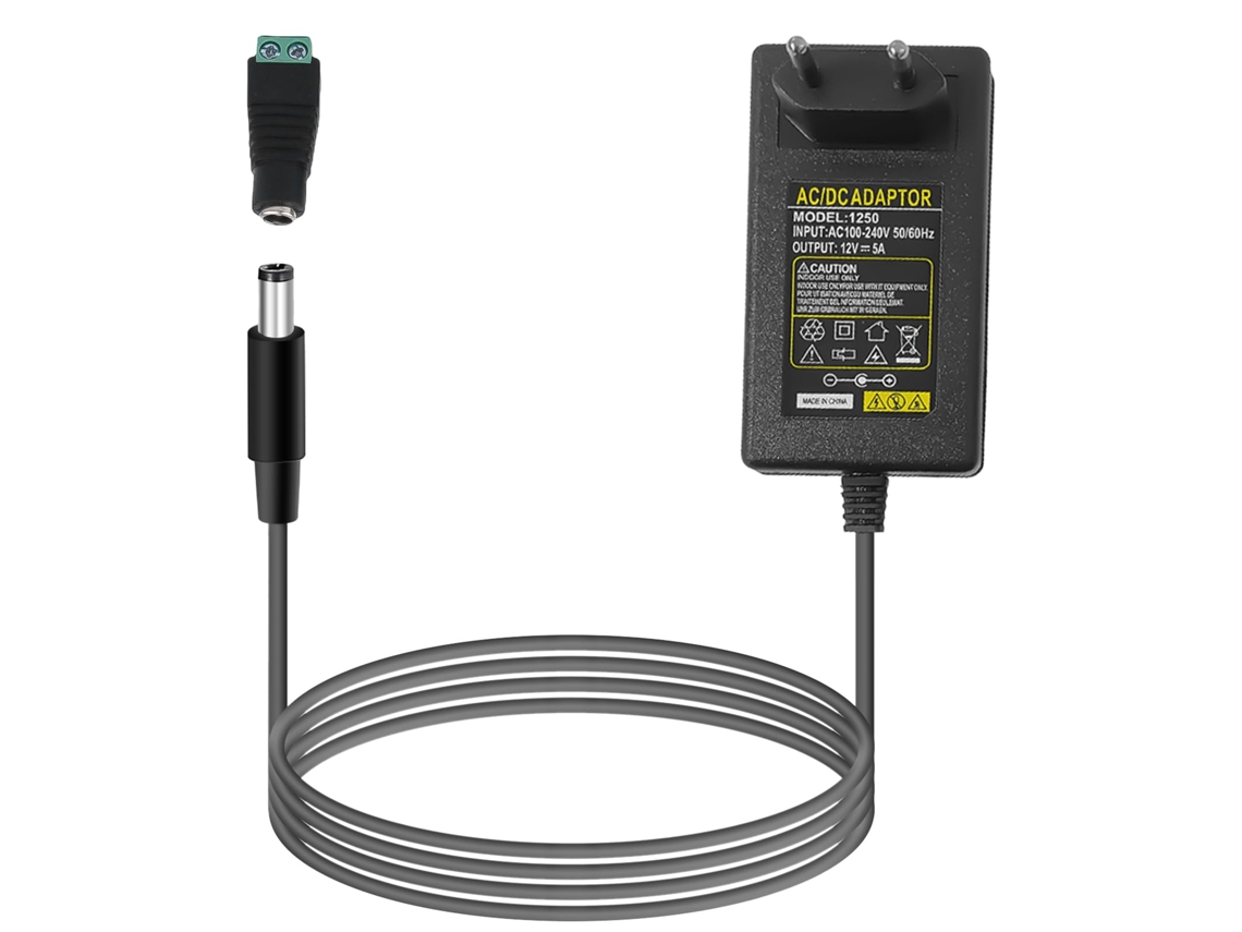 Adaptador Universal 60W 12V 5A, com Indicador LED, entrada 100-240V, saída DC 12V 5A, conector 5,5×2,1mm | S/MARCA