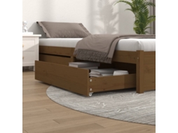 Vidaxl Gavetas De Cama 2 Pcs Madeira De Pinho Maciça Castanho Mel