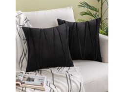 2026 funda Almohada Terciopelo Rayas Diagonales Invisible Cremallera 2 Piezas 45x45cm Negro