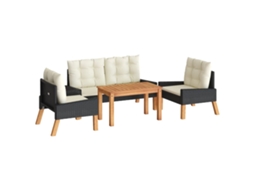 Garden Lounge Set, Garden Lounge Sets Vidaxl Preto Rattan / Vime
