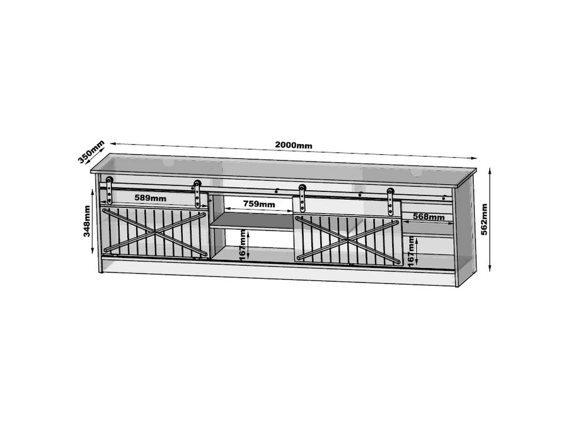 Móvel de Tv CAMA MEBLE Granero Rtv Wot Laminado Madeira Mdf Aglomerado 200x56,7x35 cm