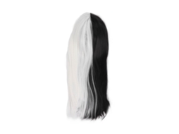 Peluca De Cosplay Sintética Larga Recta Mujer Color Negro Y Blanco