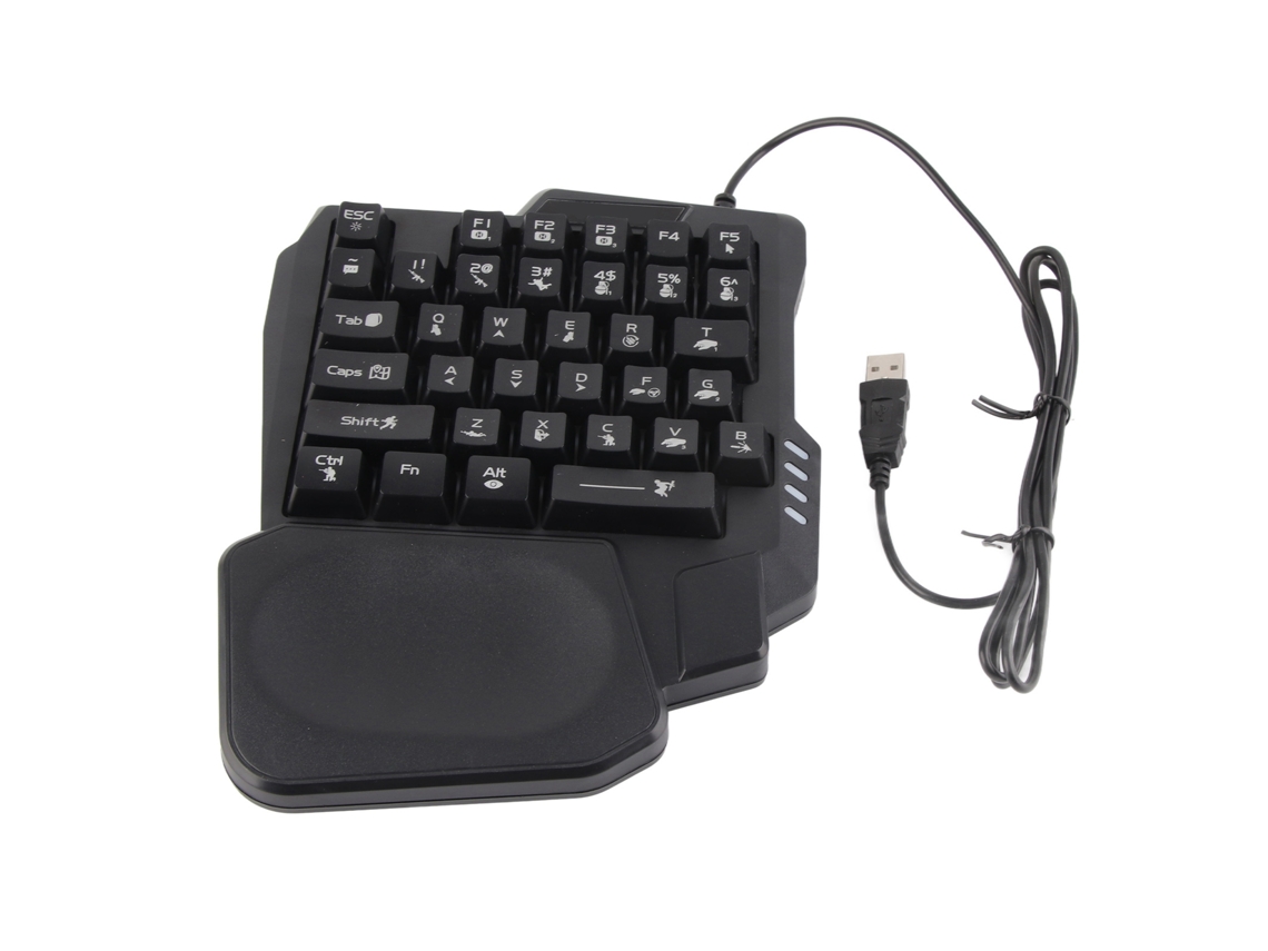 Aetheria teclado de Jogo Unimanual K13 35 Teclas com Apoio Palma Largo Anti derrubamento Preto