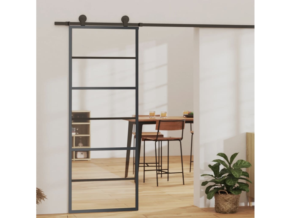 Vidaxl Porta Deslizante C/ Conj. Ferragens 76x205cm Vidro Esg/alumínio