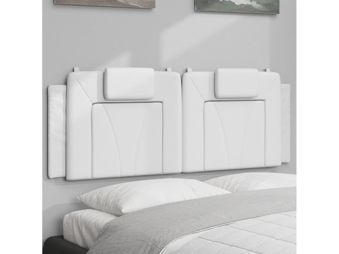 Vidaxl Almofadão De Cabeceira Viana 152 Cm Couro Artificial Branco