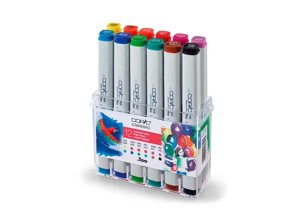 Caixa Copic Marker 12Pcs Set Tons Brilhantes