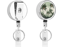 Porta Crachá Retrátil Com Estampa De Palmeira Tropical, Moderno E Durável, Em Metal, Com Cordão De Nylon De 68, 5cm 27 Para