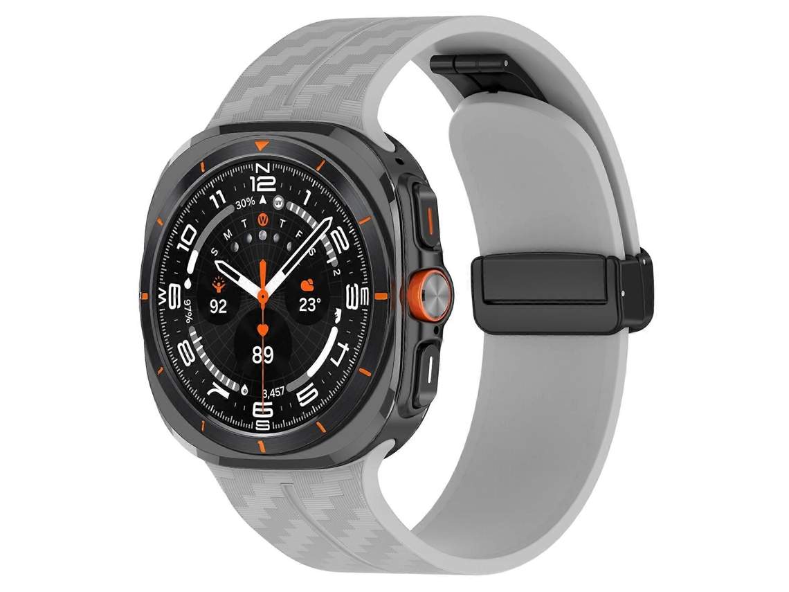 Pulseira De Silicone Com Fecho Dobrável Magnético Em Fibra De Carbono Para Samsung Galaxy Watch Ultra 47mm