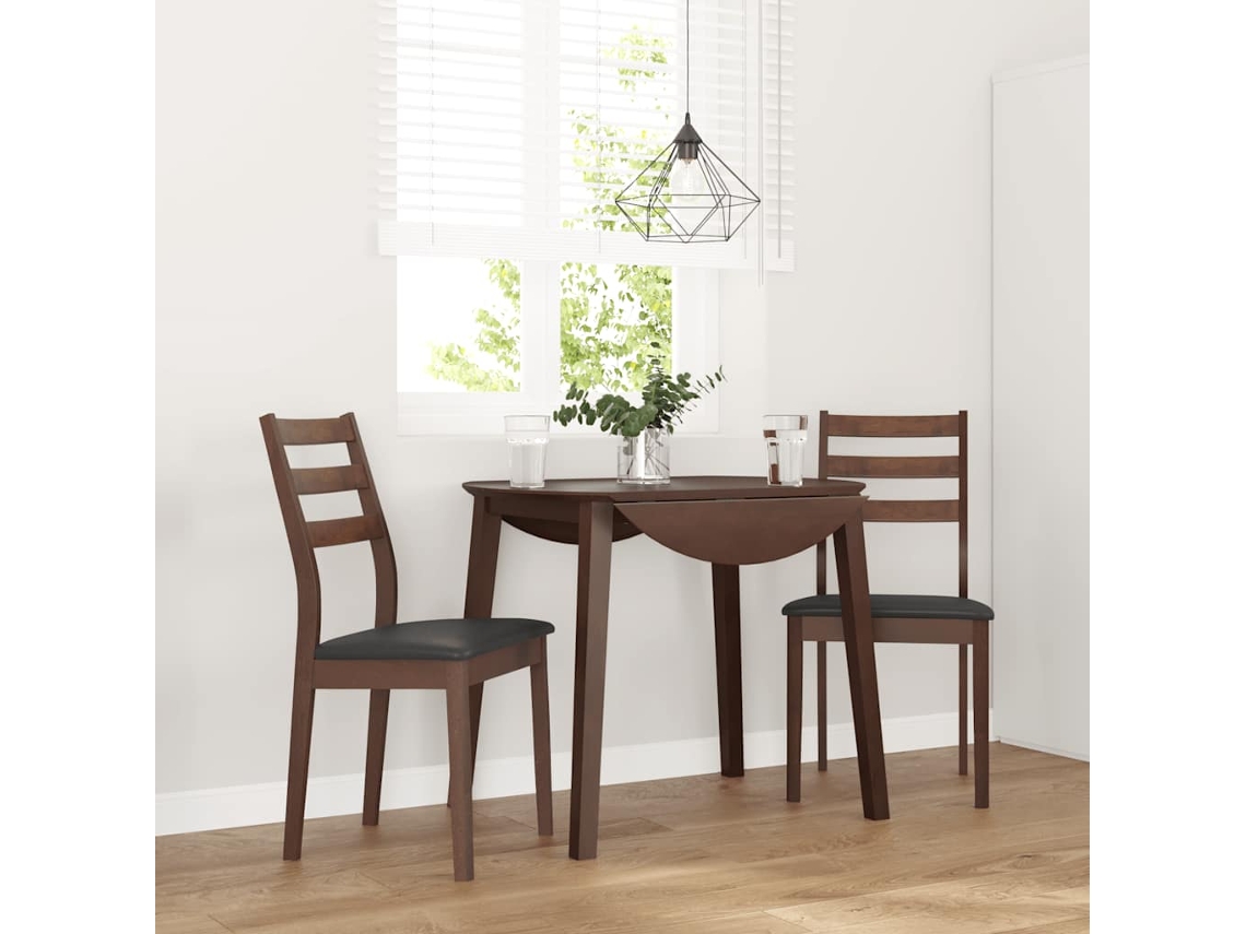 Vidaxl Cadeiras De Jantar Com Almofadões 2 Pcs Madeira Maciça Castanho