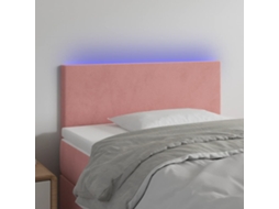 Vidaxl Cabeceira De Cama C/ Luzes Led Veludo 90x5x78/88 Cm Rosa