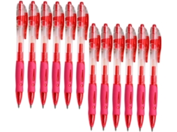 Conjunto De 12 Canetas Em Gel Retráteis, Vermelhas, Com Ponta Média