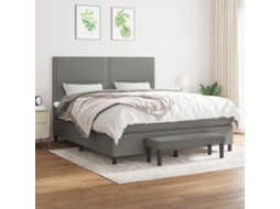 Vidaxl Cama Com Molas/colchão 180x200 Cm Tecido Cinzento-escuro