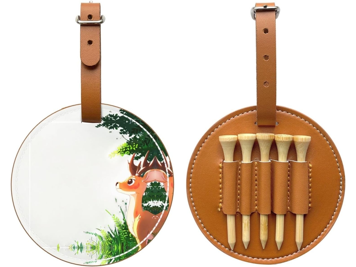 Bolsa para Tees de Golfe com estampa de Cervo olhando para o horizonte, preta | S/MARCA