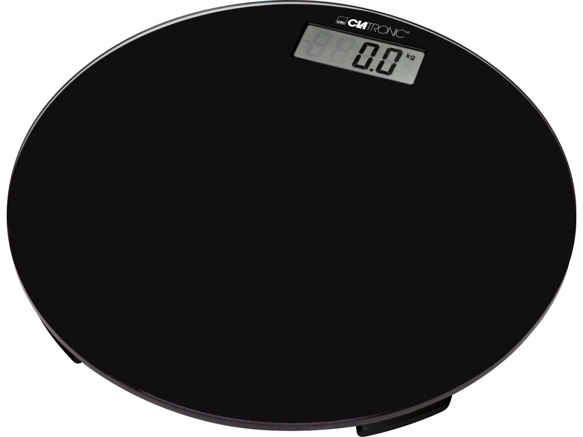 BALANÇA DIGITAL VIDRO CLATRONIC PW 3369, escala de medição de 2.5-150 kg em intervalos de 100g, unidade de medição convertível: kg, lb, st. Pés anti-derrapantes