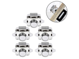 Trava Com Chave Para Portas E Gavetas 15-27mm, 5 Peças, Material Abs E Zinco, Instalação Fácil